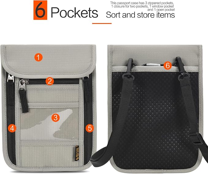 Neck Wallet Lightweight RFID Blocking Waterproof Travel Pouch Passport Wallets for Women Men