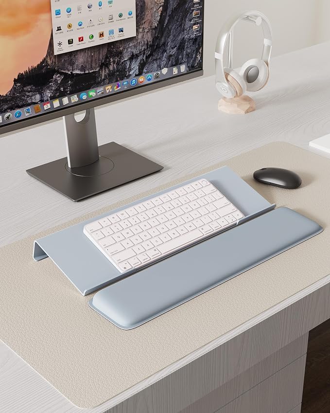 Laborio Computer Keyboard Wrist Rest, Keyboard Riser Stand for Desktop | Gray, Ergonomic Acrylic Keyboard Holder, Non-slip Wrist Pad, Pain Relief for Typing, Multiple Colors