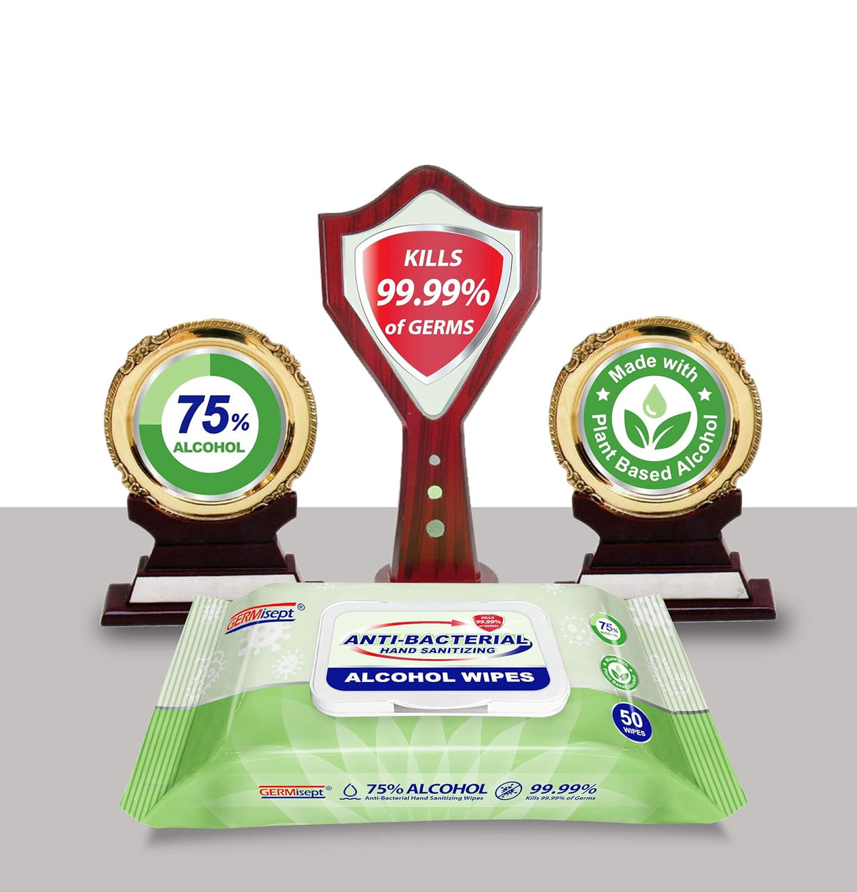 Germisept 75% Alcohol Advanced Hand Sanitizing Wipes | 50 Count per Pack x Pack of 3 = 150 Wipes