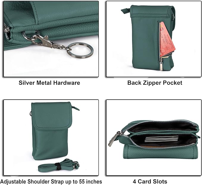 befen Genuine Leather Small Crossbody Bags for Women Cell Phone Travel Bag | Soft Real Leather, Adjustable Shoulder Strap, Card Slots, Compact Size, Daily Travel Shopping Outing Use, Phone Purse