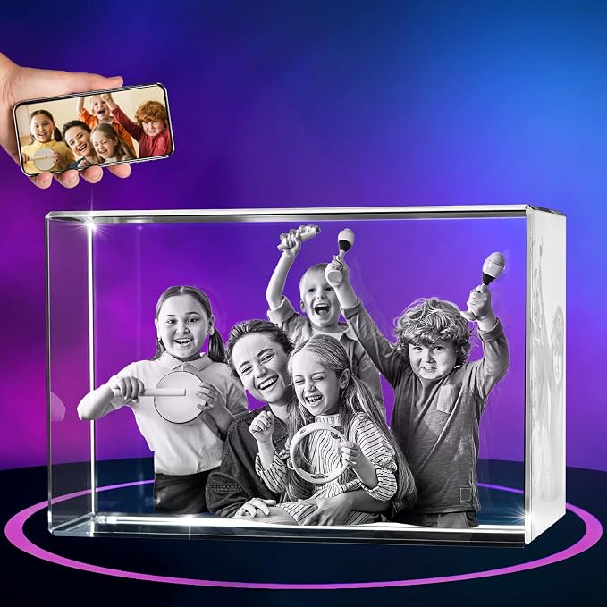 ArtPix 3D Crystal Photo, Personalized Gifts for Father, Dad, Men, Him, Husband, Grandpa, Great Customized Gift With Your Own Photo for Mom, Wife, Women, Custom Glass 3D Laser Etched Picture Frame