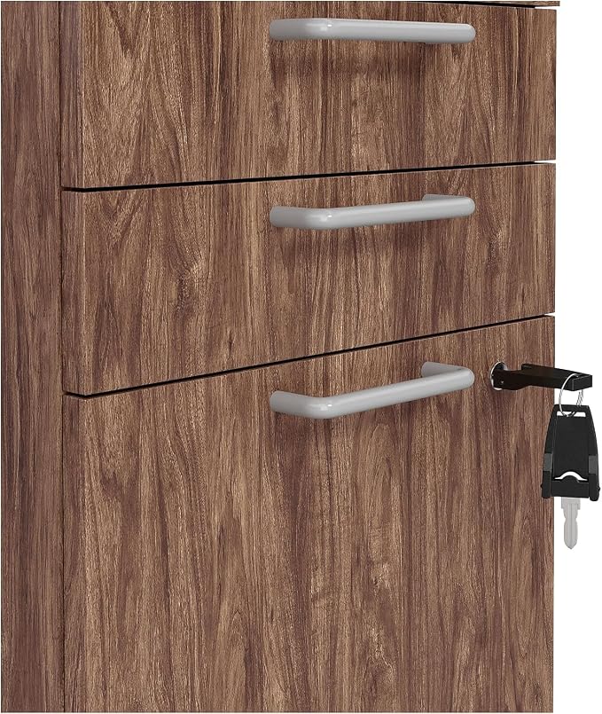 Union & Scale Essentials Mobile Pedestal File, 3-Drawer, Espresso | Left/right install, legal/letter size, 15.6x21.3x24.3 in, box/box/file.