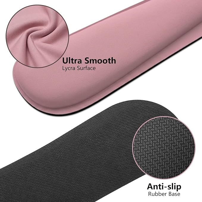 Wrist Rest for Computer Keyboard, Keyboard+Mouse Wrist Support | 2 Piece Memory Foam Keyboard Wrist Rest, Ergonomic Design Wrist Support for Hand and Arm Easy Typing Pain Relief, Dusty Pink