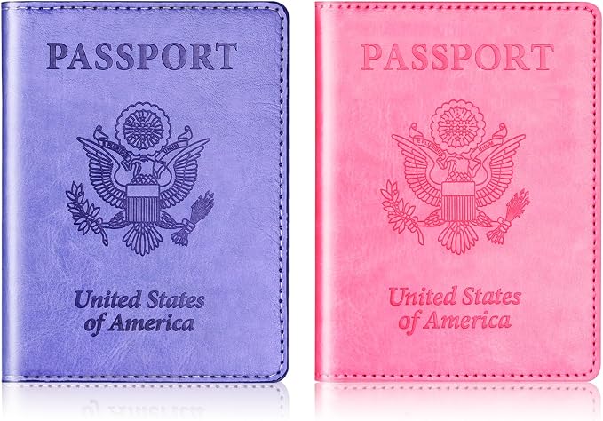 Herain Passport Holder for Travel Cruise Essentials 2 Pcs, Passport Cover Wallet Case Travel Gifts Women Men Family, Passports Book Holders Vacation Accessories Must Haves