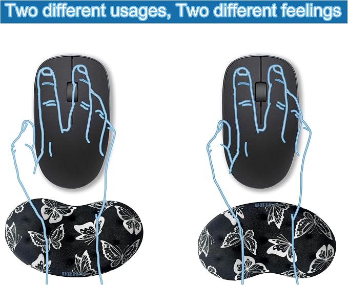 BRILA Ergonomic Memory Foam Mouse Wrist Rest Support Pad Cushion for Computer, Laptop, Office Work, PC Gaming - Massage Holes Design - Wrist Pain Relief (Butterflies Mouse Wrist Rest)