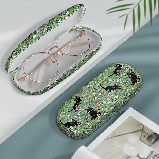 FINTIE Hard Shell Eyeglasses Case, Portable Protective Glasses Cover Eyeglass Holder Box with Cleaning Cloth for Men Women