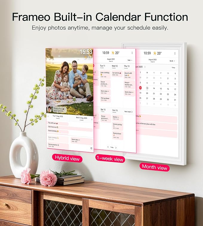 64GB Frameo 15.6" Digital Picture Frame Large 1920 x 1080 IPS FHD Touch Screen WiFi Electronic Photo Frames Share Moments Instantly Anywhere Best Gifts for Parents and Grandparents White