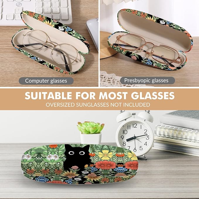 Glasses Case Hard Shell,Portable Protective Eyeglasses Case, Eyeglass Holder Box with Cleaning Cloth, for men women