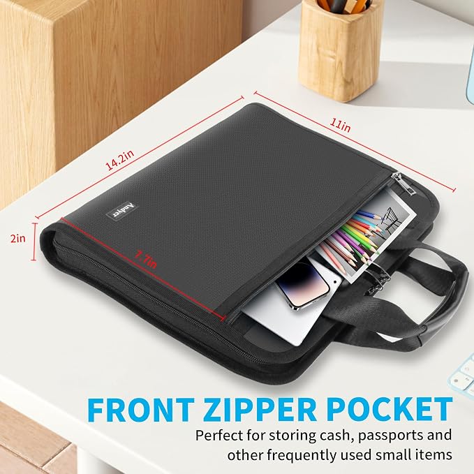 Important Document Organizer with Lock, Fireproof Accordion File Organizer | 13 Pockets Expanding File Folder with Handle & Labels, Portable Travel Business Binder Papers Organizer for Letter A4 Files