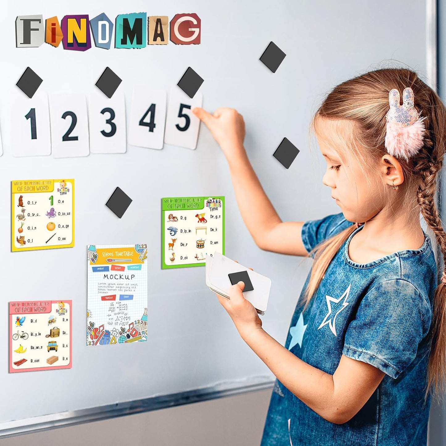 FINDMAG Magnetic Tape, 175 Pcs Square Magnets with Adhesive Backing, Flexible Magnetic Tape for Crafts, Magnetic Strip for DIY Projects, Hanging & Organizing Light Objects (Each 20x20x2mm)