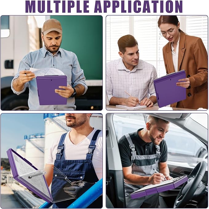 Hongri Clipboard with Storage, Purple 8.5 x 11 Clip Board, Dual Compartmen | Folder Nursing Side Opening, Heavy Duty Organization Box, Smooth Writing for Teachers, Classroom, Size 13.3 x 9.4 x 1.5 in