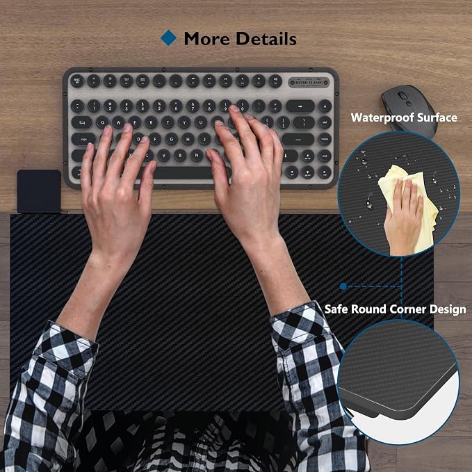 BONTEC Small Ergonomics Desk Extender Tray, 20 x 9.5 Inch, Black Carbon | 90° Foldable Keyboard Tray Platform, Table Mount Arm Rest Shelf, Clamp on Computer Arm Rest, Suitable for Office Use