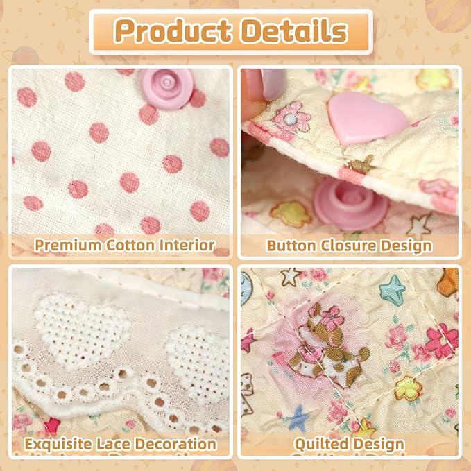 2PCS Sunglasses Pouch with Cleaning Cloth Soft Cotton Lining Glasses Case Quilted Eyeglass Pouch for Women and Girls