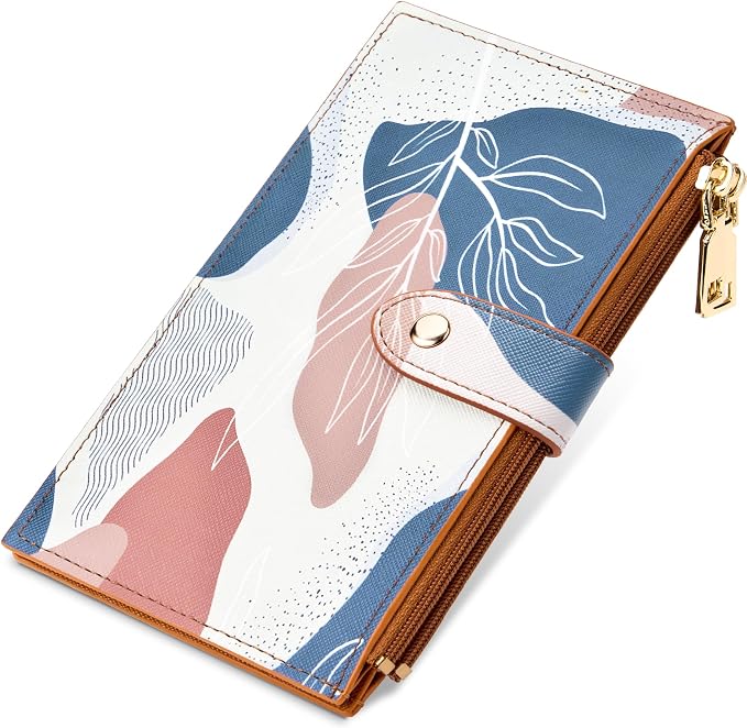 Travelambo RFID Wallet Women Large Size Bifold Multi Card Wallet Case with Zipper Pocke Credit Card Holder for Women