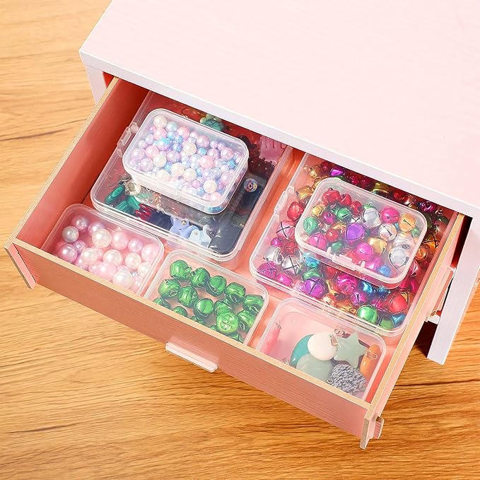 Jetec 60 Pieces Mini Plastic Clear Beads Storage Containers Box for Collecting Small Items, Beads, Jewelry, Business Cards, Game Pieces, Crafts (2.5 x 2.5 x 1.6 Inch)