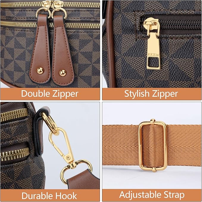 KKXIU Crossbody Bags for Women Vegan Leather Travel Bum Bag | Trendy Fanny Waist Pack | Shoulder Purse with Adjustable Strap