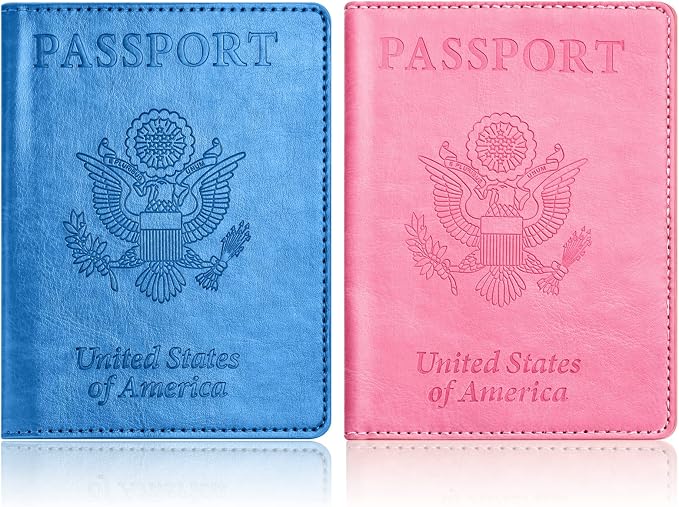Eoehro Passport Holder for Travel Essentials-2Pack, Passport Wallet Cover Case for Travel Must Haves Accessories,Passport Book Holders for Women and Men