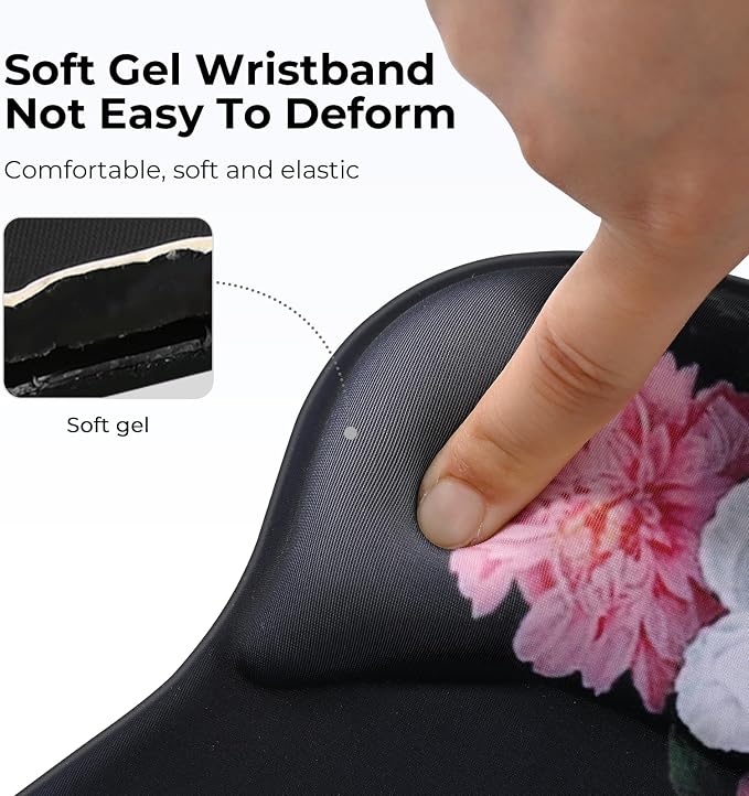 EooCoo Mouse Pad with Gel Wrist Rest, Ergonomic Mousepad Wrist Alignment | Middle Concave Design for Natural Wrist Alignment, Non-Slip Base Mousepad, Carpal Tunnel Relief, Office Desk Accessories