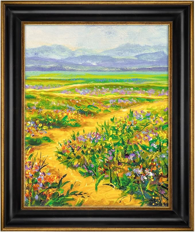 Golden State Art, 8x10 Black With Antique Gold Trim Color Picture Frame - Easel Stand, Sawtooth Hanger - Real Glass, Landscape, Portrait Display - Great for Postcards, Photographs