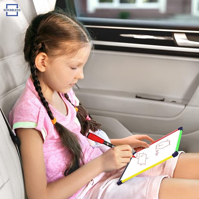 SCRIBBLEDO Colored Frame Magnetic Dry Erase White Board 9" X 12" WHITEBOARD Art Coloring White Board for Kids Car Airplane Travel Essentials Kids Travel Accessories Games