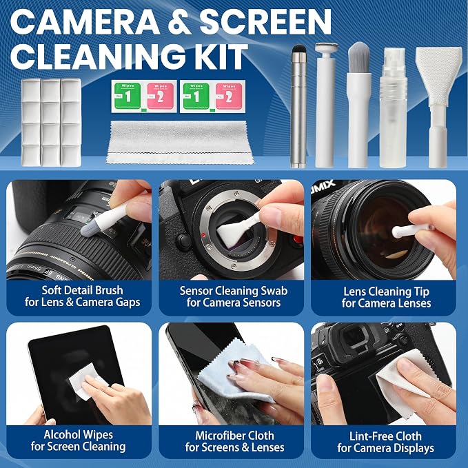 Phone Cleaning Kit (57PCS), iPhone Cleaning Kit, Airbud Cleaning Kit for AirPods, Keyboard Cleaning Kit, Charging Port Cleaner for Apple Lightning/Android USB-C (White, with 10 Mini Brush)
