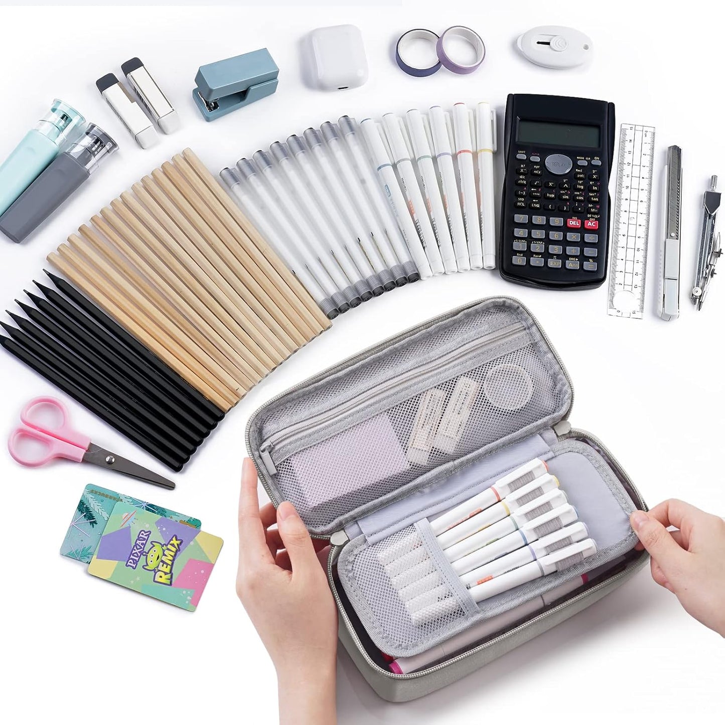 WEMATE Pencil Case, Large Storage Organizer for Stationery, Back - to - School Essential, Teacher Must - have, Big Pencil Pouch, Marker Case School Supplies for College & High School