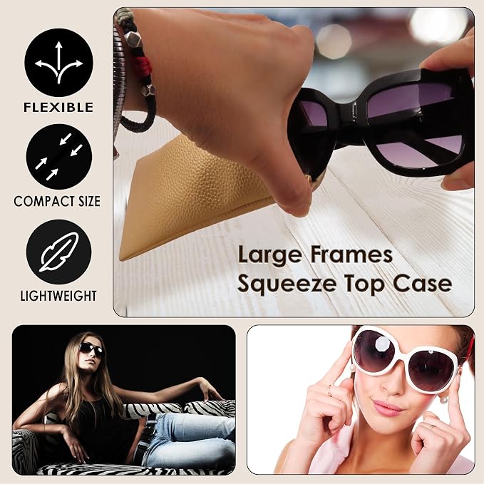 Soft Sunglasses case | Large Glasses Case Holder - Eyeglass Pouch Squeeze Top | Glasses pouch Lightweight Extra Layers
