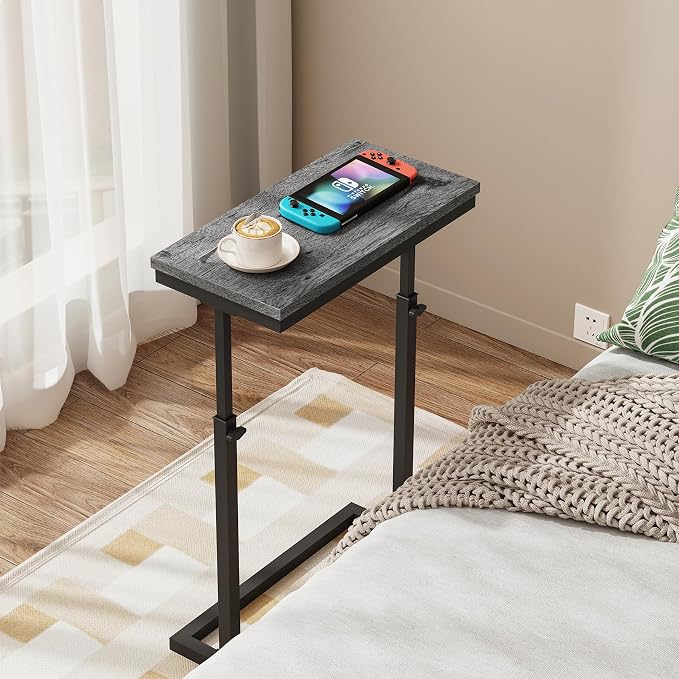 TUTOTAK End Table, Side Table, Tall Couch Table, Sofa Table, Set of 2 | for living Room, Bedroom, Grey TB01BY0832