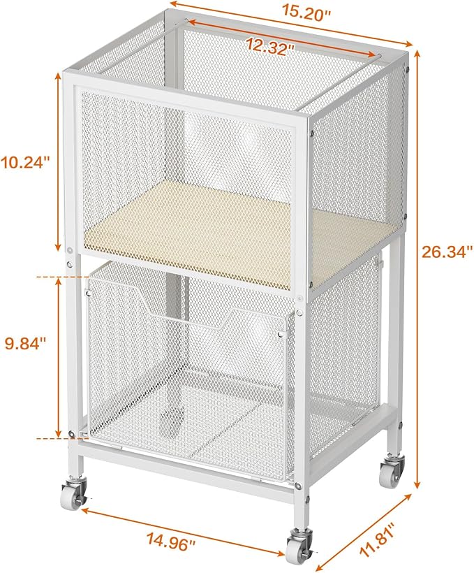 Tiaoheka Rolling File Cart, Mobile File Cabinet with Wheels Hanging Files, Hanging File Organizer Fit Letter/Legal Size Beside Under Desk for Office, Home White（Patent Pending）