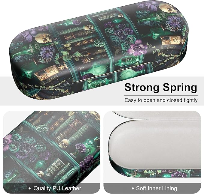 Hard Shell Leather Sunglasses Case,Classic Fashionable Cute Large Glasses Case for Women Men,Sunglass Eyeglasses