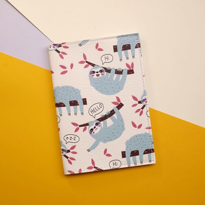 Passport Cover for Kids, Women and Men, Cute Travel Passport Holder (Sloth Pattern)
