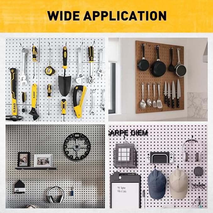 ELEAD 55-Piece 2 Inch Pegboard Hooks, Heavy Duty Peg Board Organizer Accessories, Peg Board Tool Hangers Fit for 1/4" and 1/8" Pegboard Hanging Tools Garage, Workshop, and Craft Storage