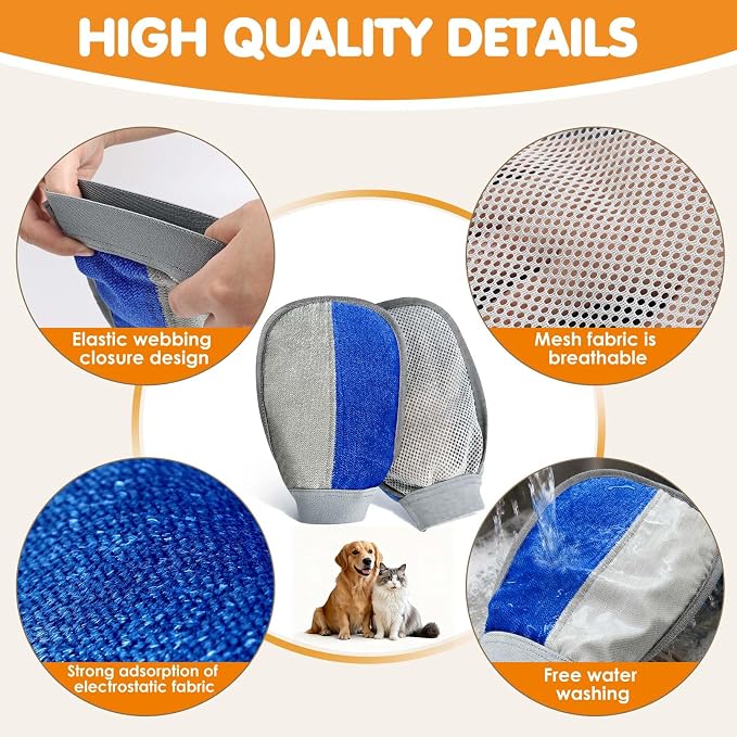 Pet Hair Removal Glove - Pet Hair Remover Glove for Dogs & Cats | Hair Removal Mitts,Reusable & Washable, Removes Hair from Carpet, Couch, Car Seats, Gentle Grooming Deshedding Tool, 1 Pack