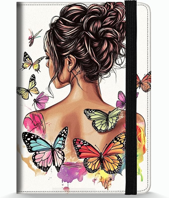 Passport Holder Wallet Cover Case,RFID Blocking Passport Cover,Large Capacity Travel Wallet with Multi Card Slots (Butterfly Girl Watercolor Art)