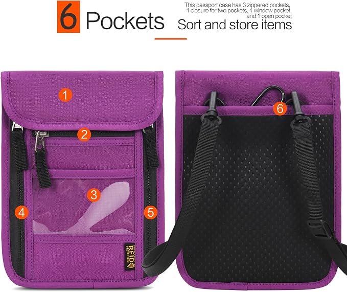 Neck Wallet Lightweight RFID Blocking Waterproof Travel Pouch Passport Wallets for Women Men