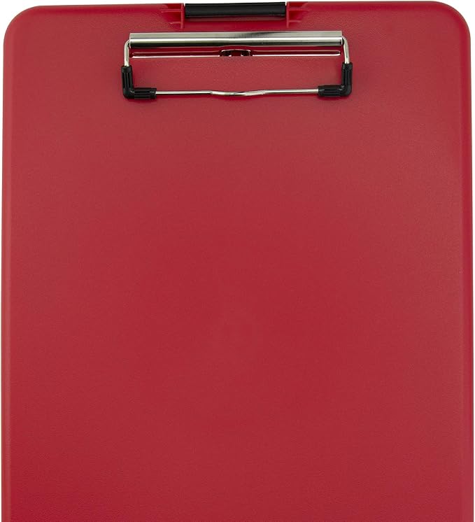 Saunders SlimMate Plastic Storage Clipboard Letter Size Red, Assembled in USA, Slim Low Profile Form Holder with 1/2" Capacity, Lightweight Document Organizer Box for School, Office & Business Use