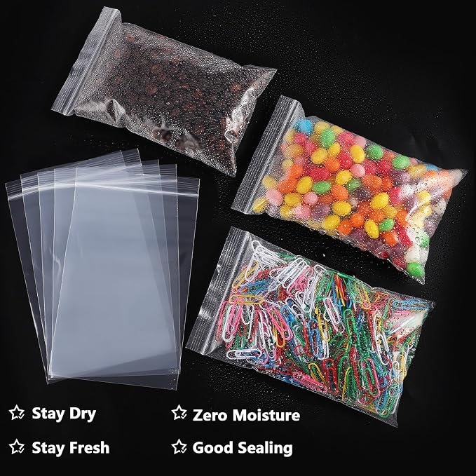 500 PCS 4" x 6" Small Plastic Bags for Jewelry Mini Clear Plastic Poly Bag 2 Mil with Resealable Lock Seal Zipper for Storage Gifts Candy Screws