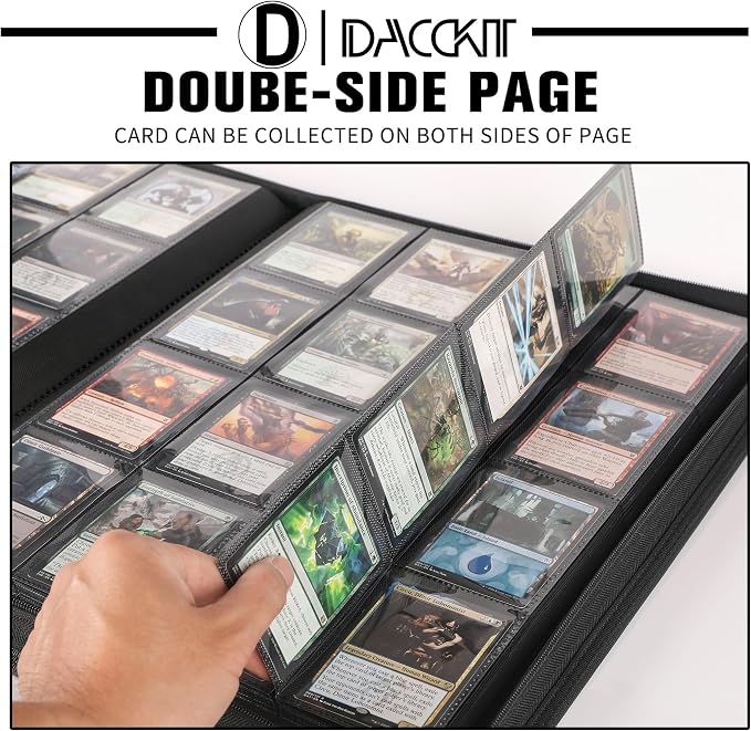 D DACCKIT Card Binder 16 Pocket - Fits 1024 Cards，4X4 Ringless Card Album with Sleeves for Trading Cards & Sports Cards（Model A，Classic Purple）