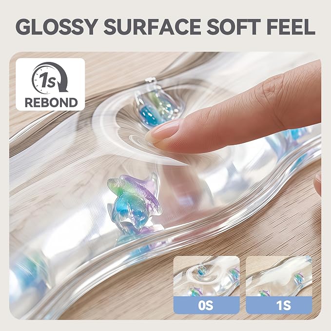 Clear Gel Wrist Rest for Keyboard and Mouse, Ergonomic Non-Slip Silicone Mouse Wrist Rest Set, Soft Comfort for Typing & Gaming Wrist Pain Relief, Fits 60%/68%/75% Keyboards (Sea Animal)