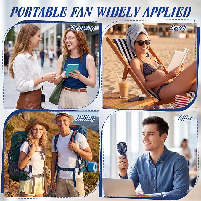 Sumind 6 Pcs Small Personal Portable Fan Mini Handheld Bulk 1 Speed Electric Cute Battery Powered for Neck Lash Makeup Women Men Travel Camping Indoor Outdoor Summer (Dark Colors)