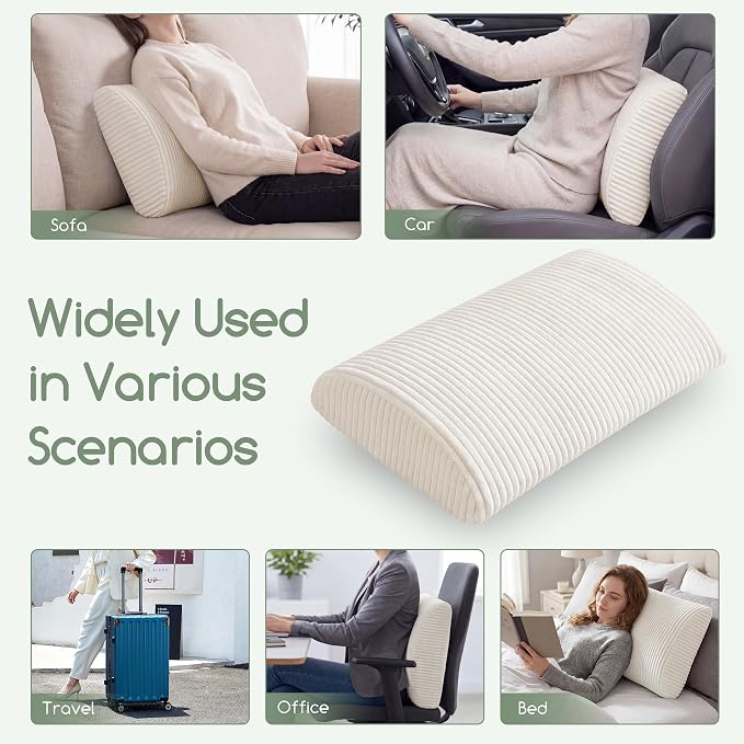 Lumbar Support Pillow for Recliner Chair/Accent Chair/Couch, Extra Large Memory Foam Back Support Cushion for Elderly, Recliner Cushions for Back Rest, Pain Relief, Reading, Washable Cover, Beige