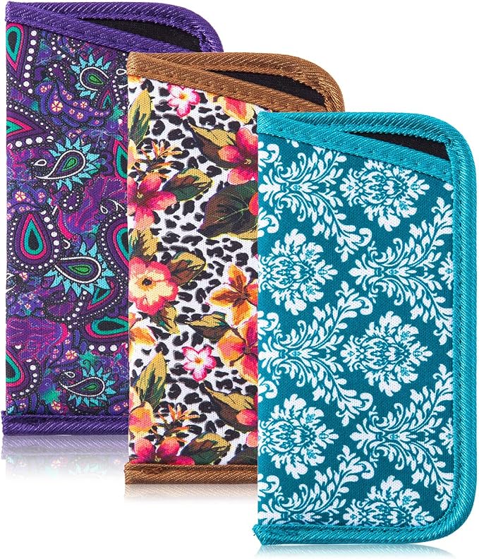 TRIUMPH VISION Reading Glasses Pouch Eyeglass Sleeve Soft Case Slim 3 Pack | Alternative to Bulky Case Lightweight，Neoprene Lined Padded Protect Optical lens Slip in, Cute Pattern Portable for Daily Use