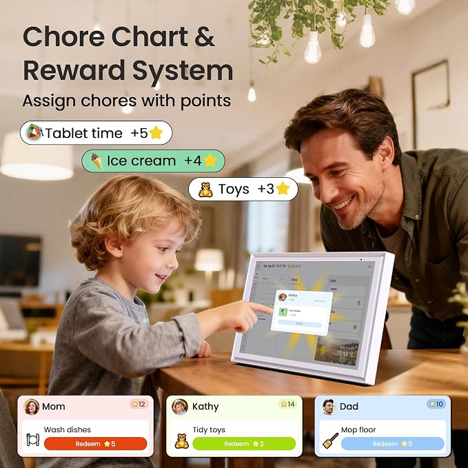 15.6 Inch Digital Calendar - Routines, Meal Planner, Task Scheduling. Reward Tracker, to Do List, HD Smart Touchscreen Interactive Electronic Calender - Wifi Home Planner Built-in Digital Photo Frame Function