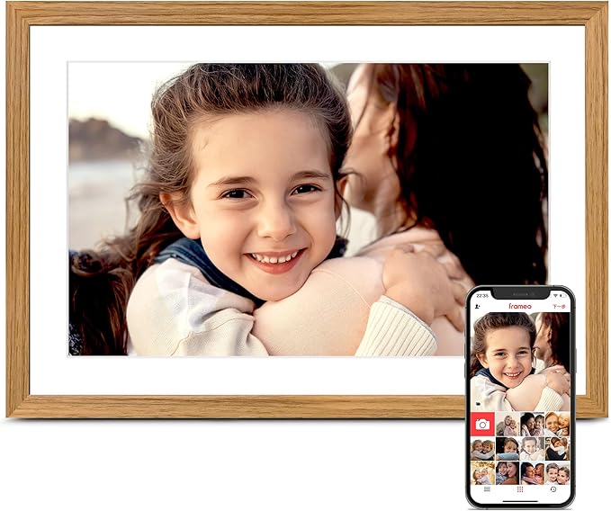 Digital Picture Frame Frameo, 10.1 Inch Digital Photo Frame WiFi, Electric Slideshow Frame 1280 * 800IPS Touch Screen, Auto-Rotate, Share Videos Pictures, 32GB Memory, Gifts for Mom
