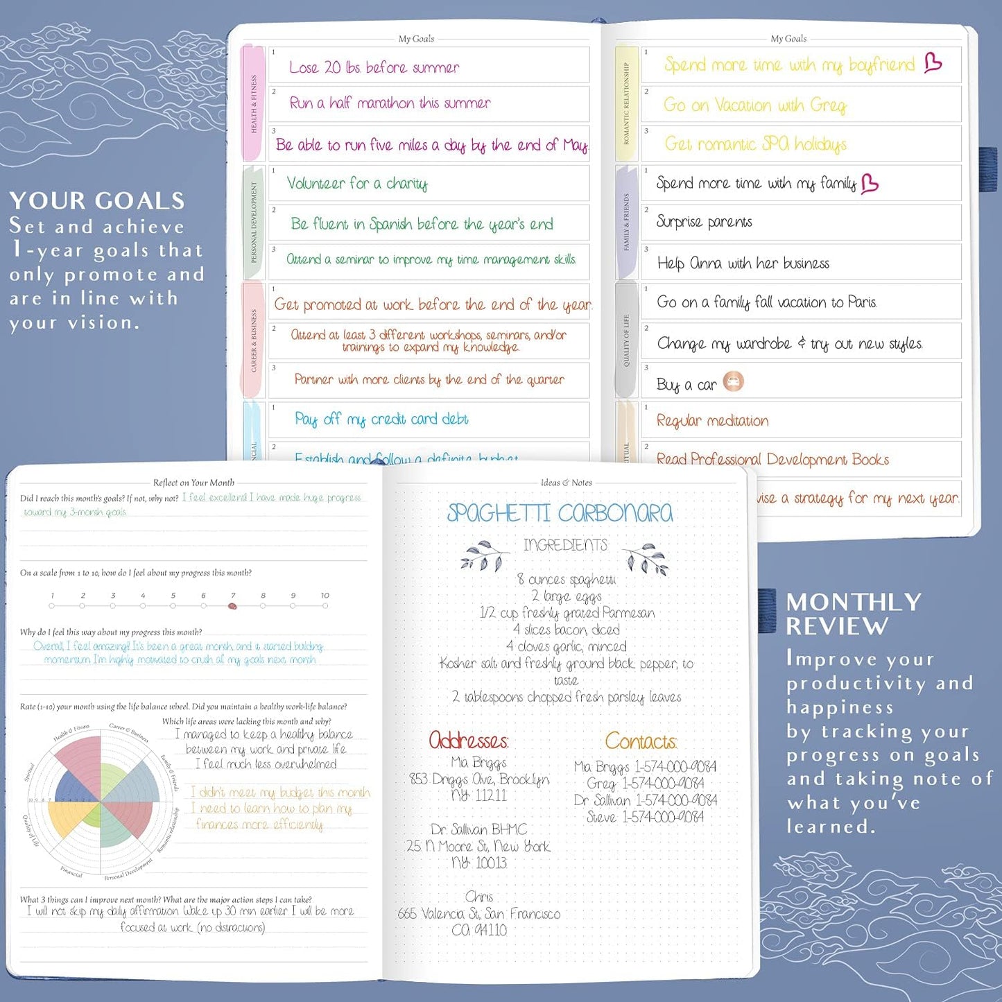 Legend Planner PRO Hourly Schedule - Weekly & Daily Organizer with Time Slots. Appointment Book Journal for Work & Personal, A4 (Mystic Blue)