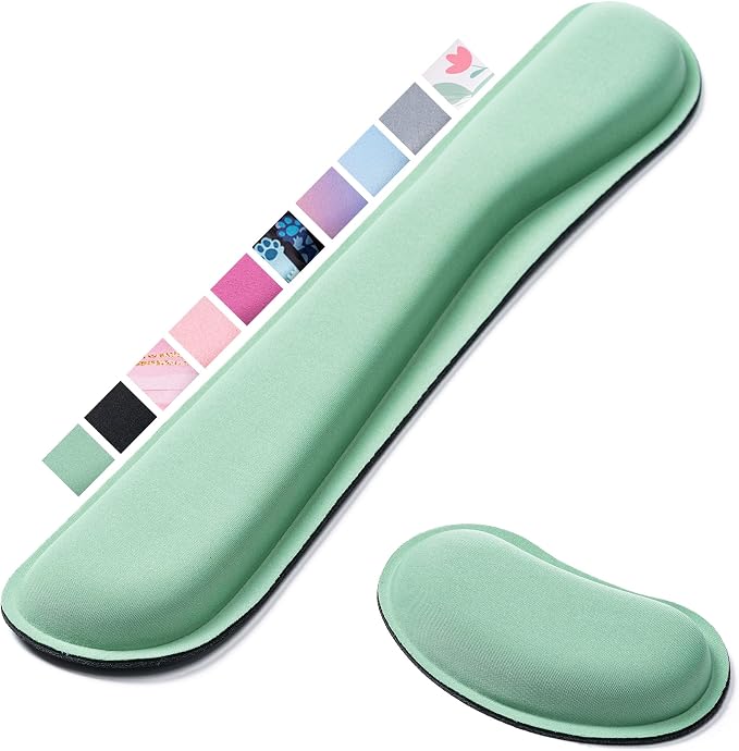 Keyboard Wrist Rest,Ergonomic Wrist Support for Keyboard,Bean Green | Computer Wrist Rest,Superfine Fabric and Gel Memory Foam Wrist Pad,Easy Typing&Pain Relief,Suitable for Office,Family