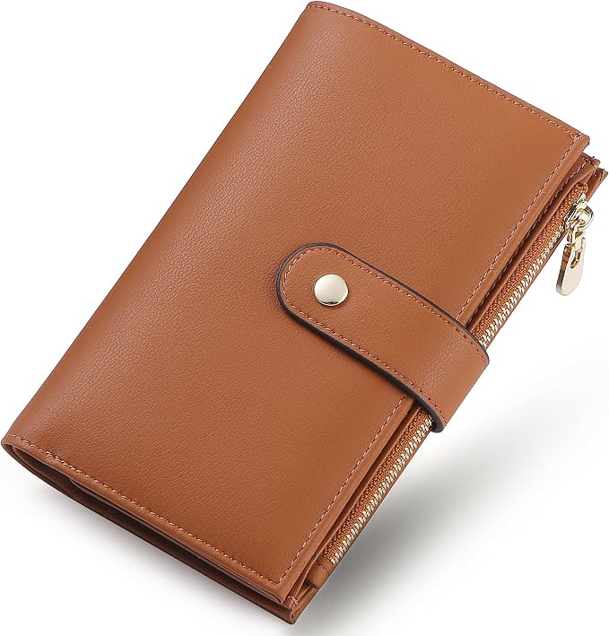 Wallet Women RFID Blocking Multi Cards Wallet Credit Card Holder for Women Large Capacity Lady Leather Trifold Travel Wallet with Passport/Pen Holder