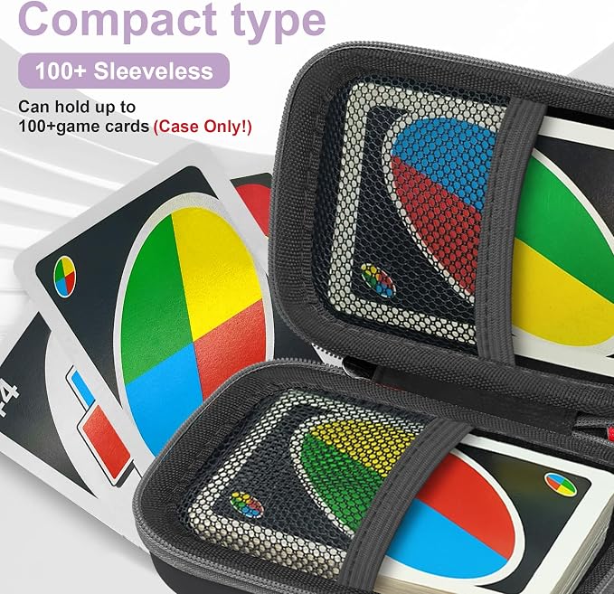 Leayjeen Cards Case Compatible with Skip BO/UNO/Pokemon/Phase 10 Card Game,Fits Up to 108 Cards,Carrying Storage Bag for Travel-Black(Case Only)