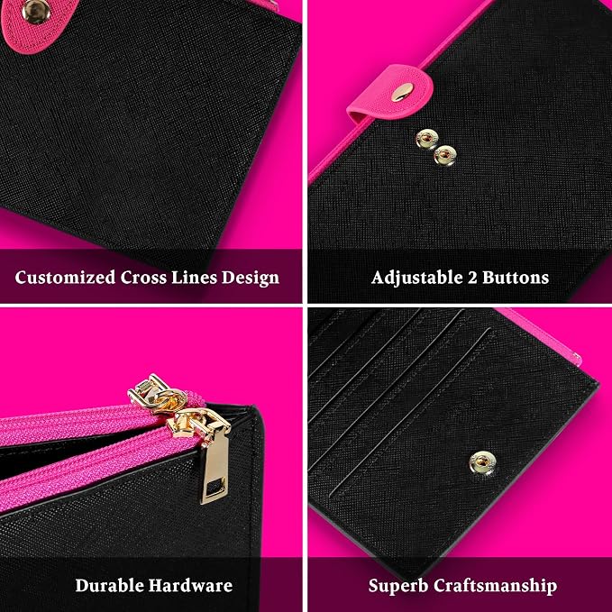 Travelambo RFID Wallet Women Bifold Multi Card Wallet Case with Zipper Pocke Credit Card Holder for Women