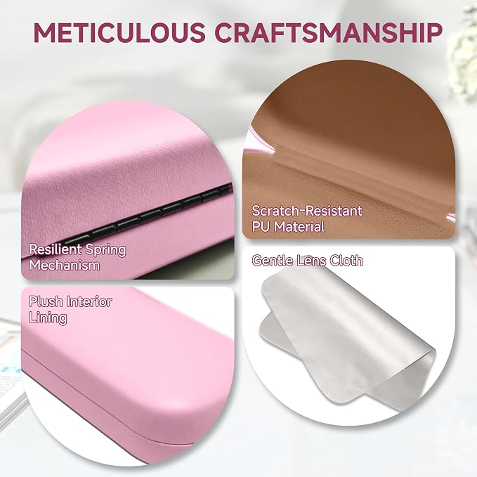 Glasses Case Large Hard Shell, PU Leather Protection for Eyeglasses Case